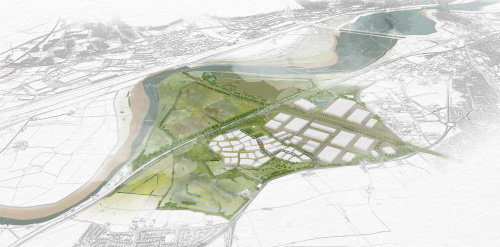 This image: an artist's visualisation of how the whole
						development could look once all phases are complete.
						The map: the map shows the detailed draft Development Framework, with all proposed 
						development areas. There are interactive markers, which provide some more detail when 
						clicked on.